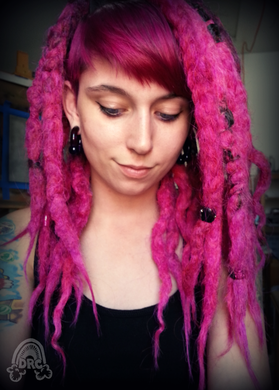 Whitney Rolfe of DarcRainbow Creations wearing her synthetic dreads